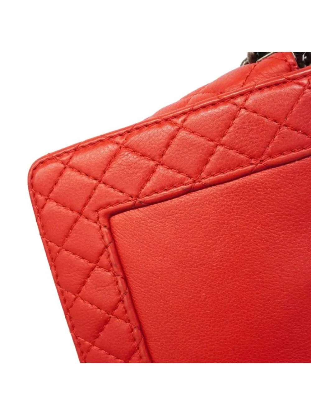 Chanel Shoulder Bag Boy Leather Red Silver